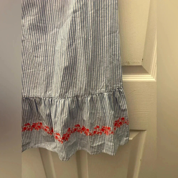 ! Sail To Sable Sts White Blue Stripes Embroidered Sleeveless dress XS - Picture 3 of 5